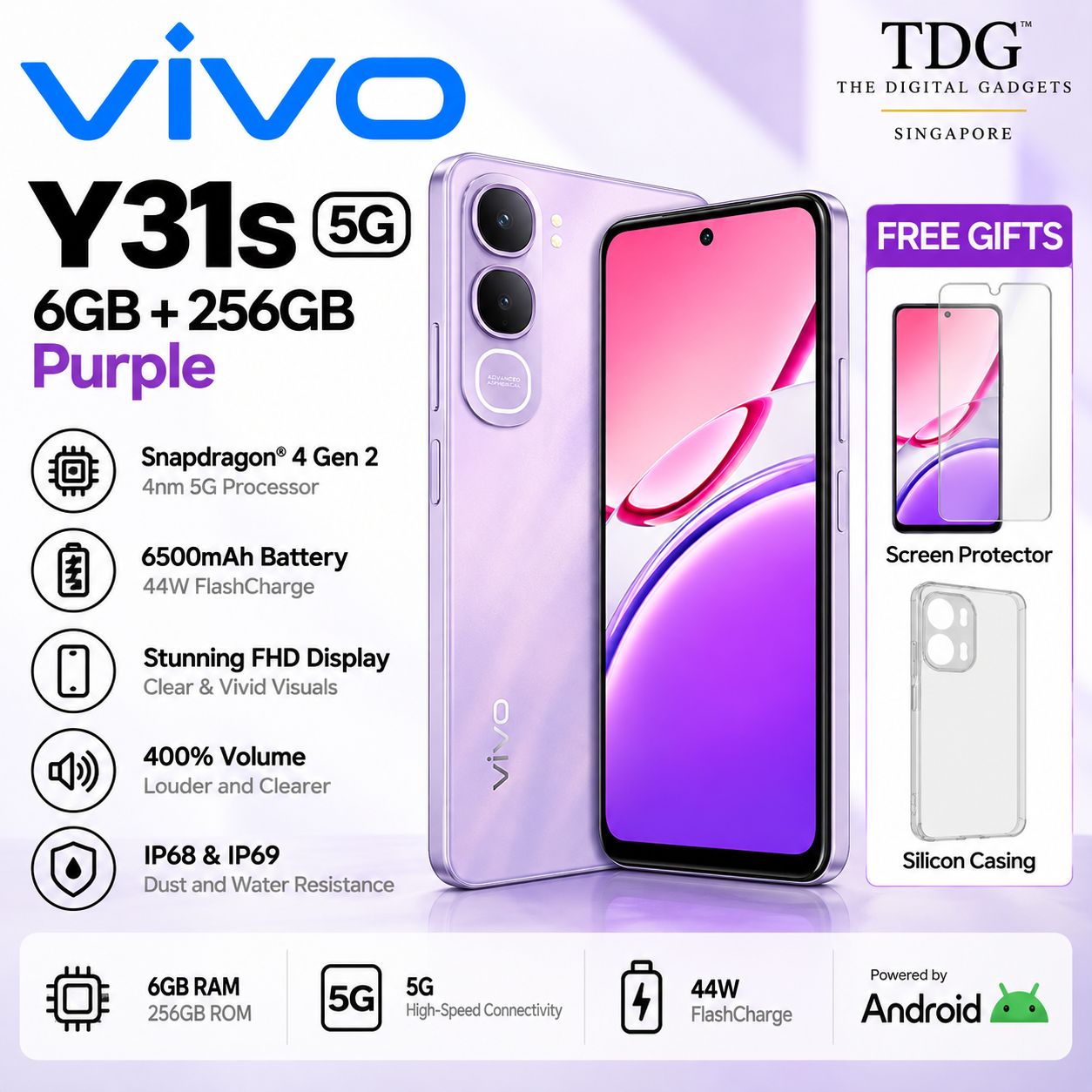 vivo Y31s 5G (2026) 6GB+256GB – Purple