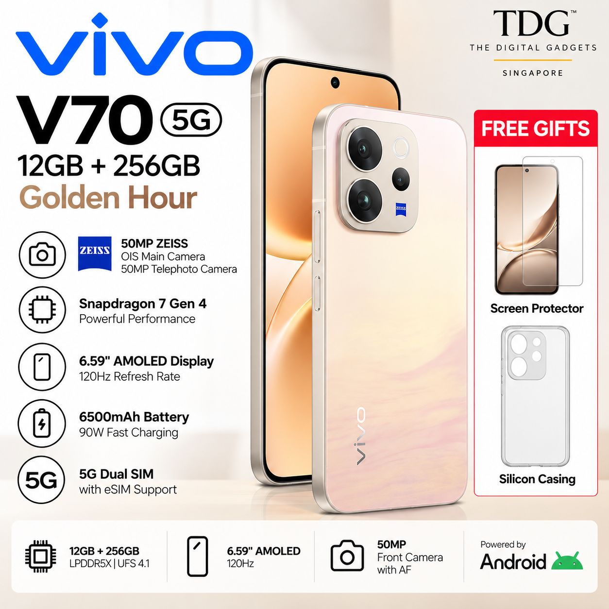 vivo V70 5G 12GB+256GB – Golden Hour