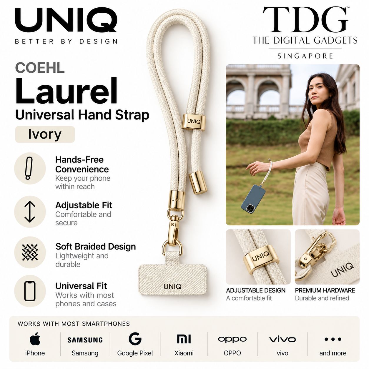 UNIQ COEHL Laurel Universal Hand Strap – Ivory