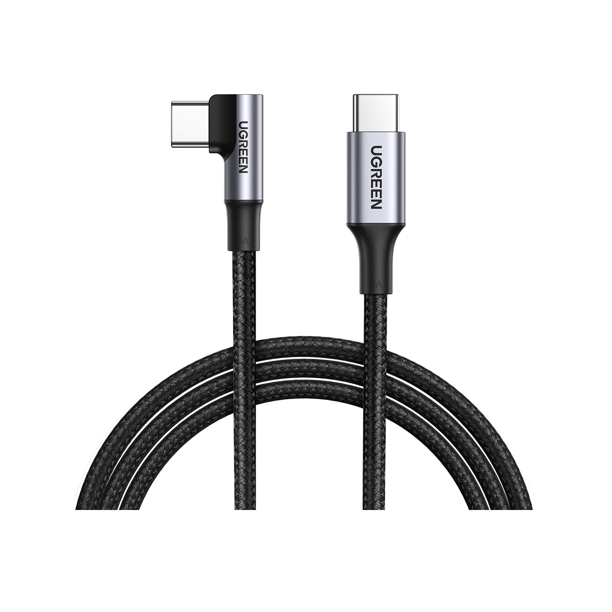 UGREEN US334 USB-C 2.0 to Angled USB-C Braided Cable, 2M Black
