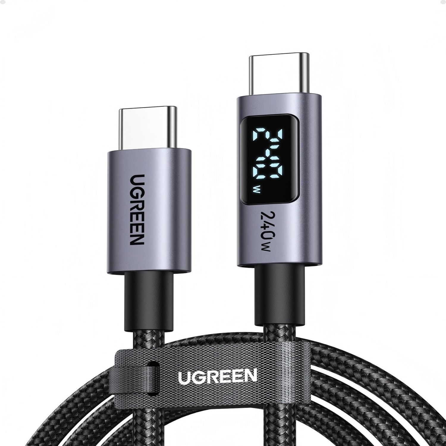 UGREEN L530 USB-C to USB-C PD Fast Charging Cable with Display, 1M Black