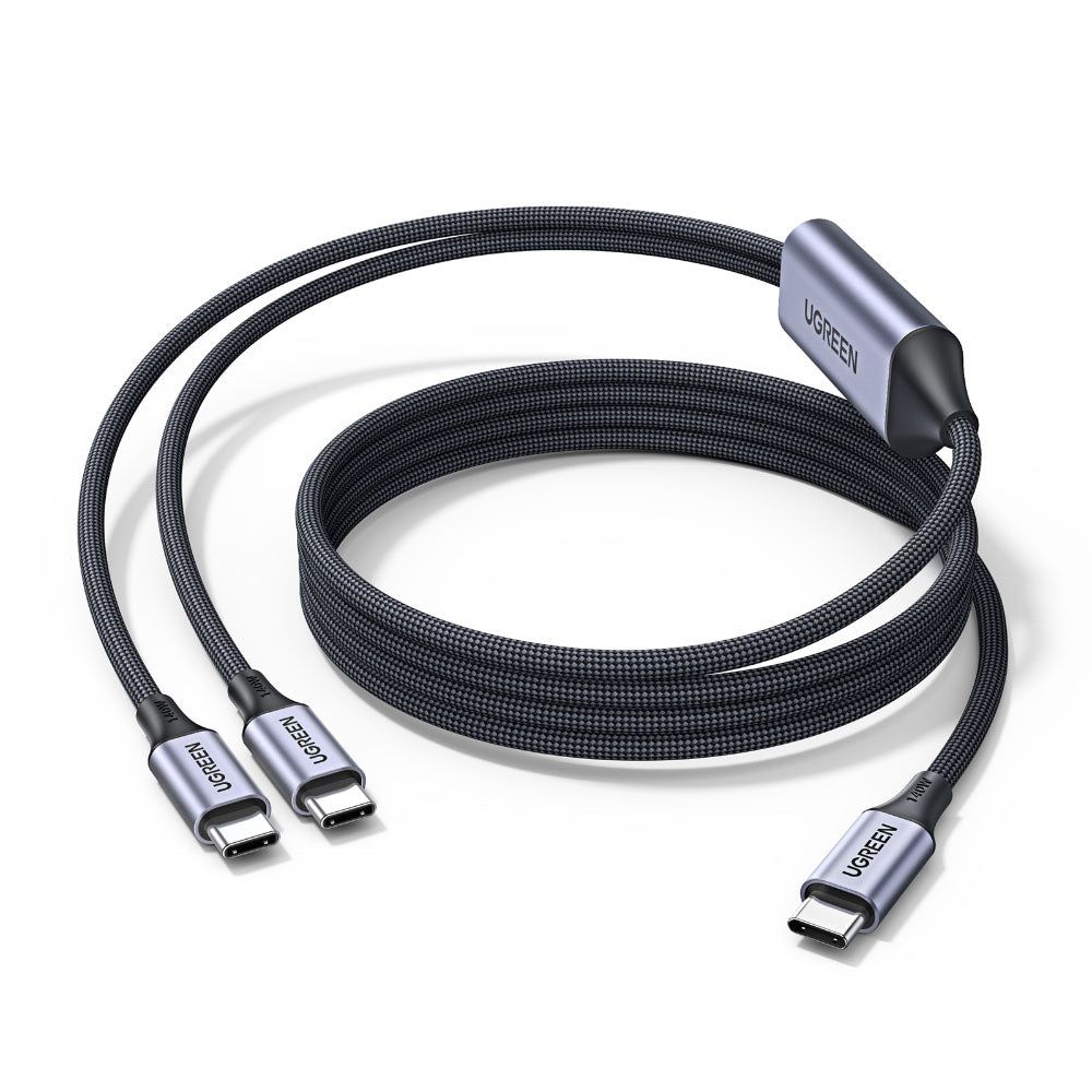 UGREEN L533 2-in-1 USB-C to USB-C PD Charging Cable, 2M Black