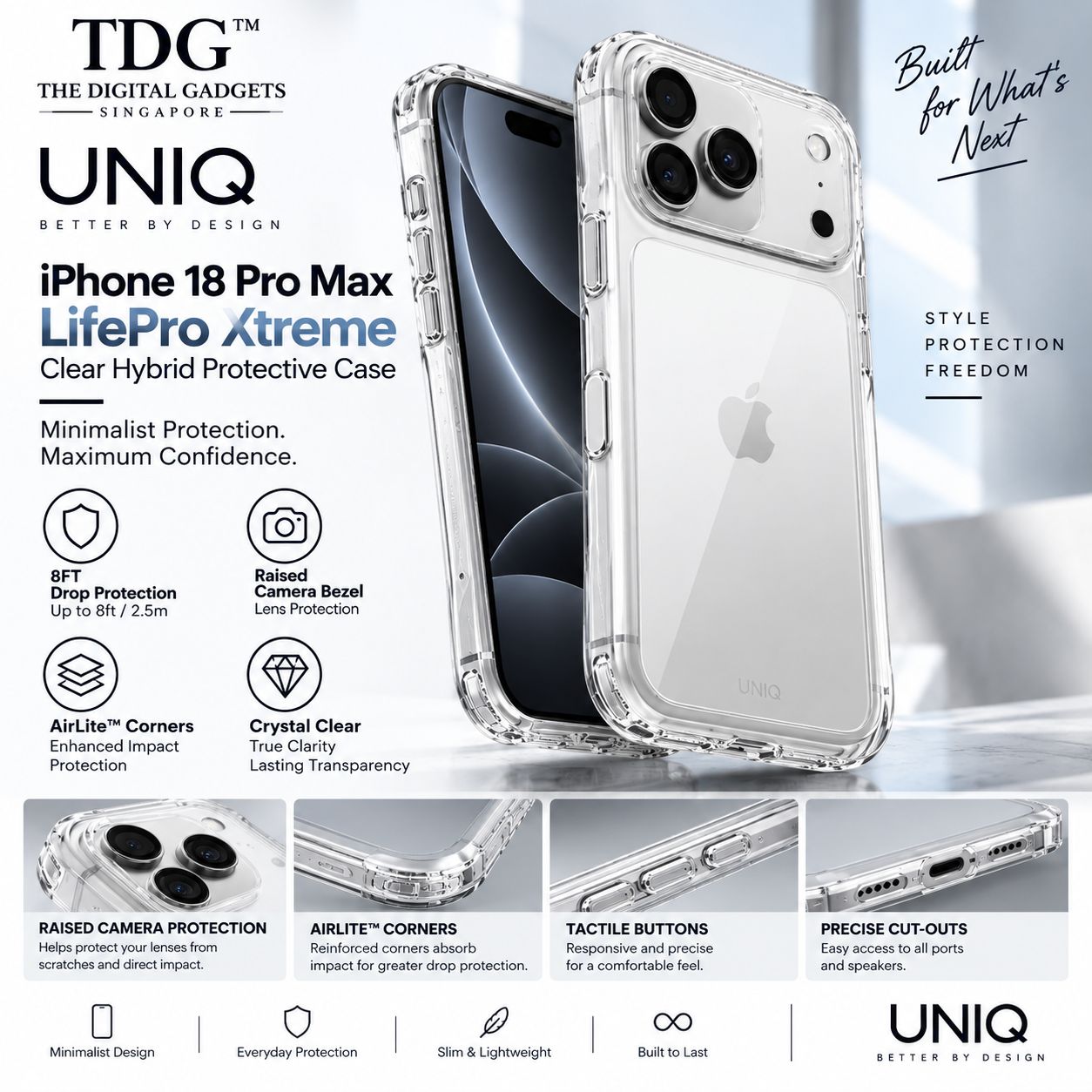 UNIQ iPhone 18 Pro Max LifePro Xtreme Case, Crystal Clear -New!