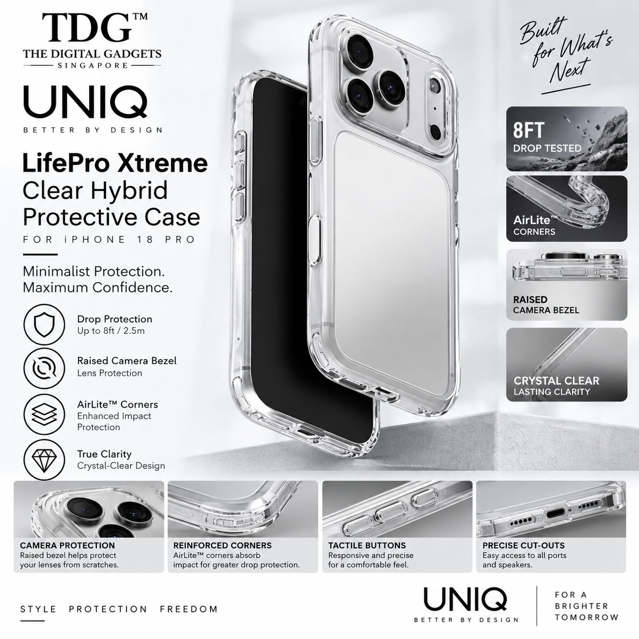 UNIQ iPhone 18 Pro LifePro Xtreme Case, Crystal Clear -New!