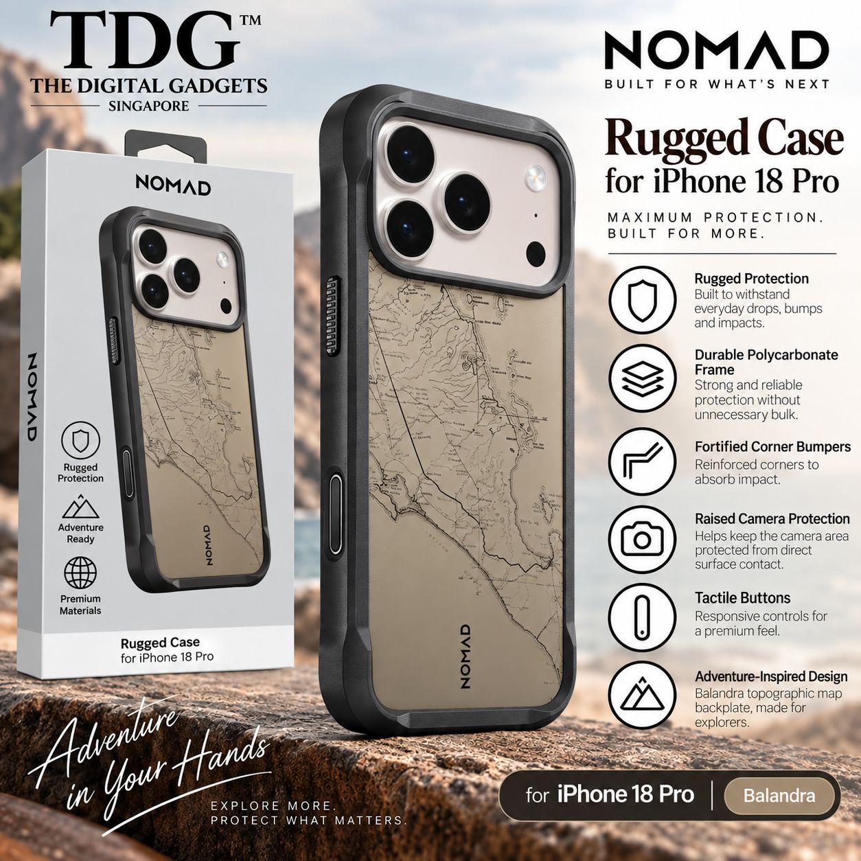 Nomad Rugged Case for iPhone 18 Pro – Balandra