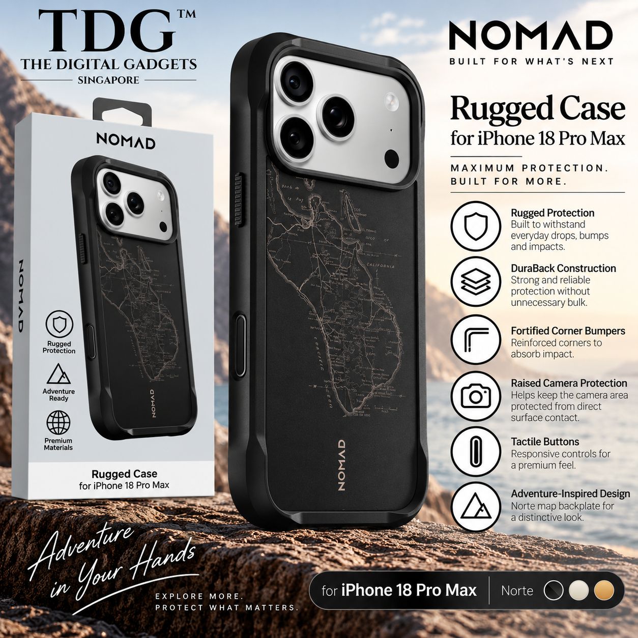 Nomad Rugged Case for iPhone 18 Pro Max � Norte