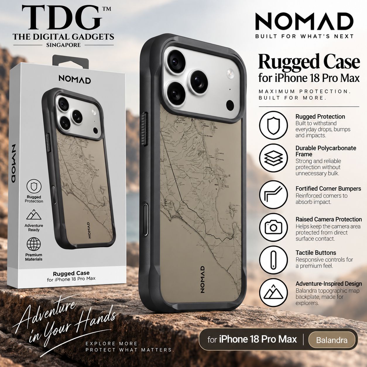 Nomad Rugged Case for iPhone 18 Pro Max � Balandra