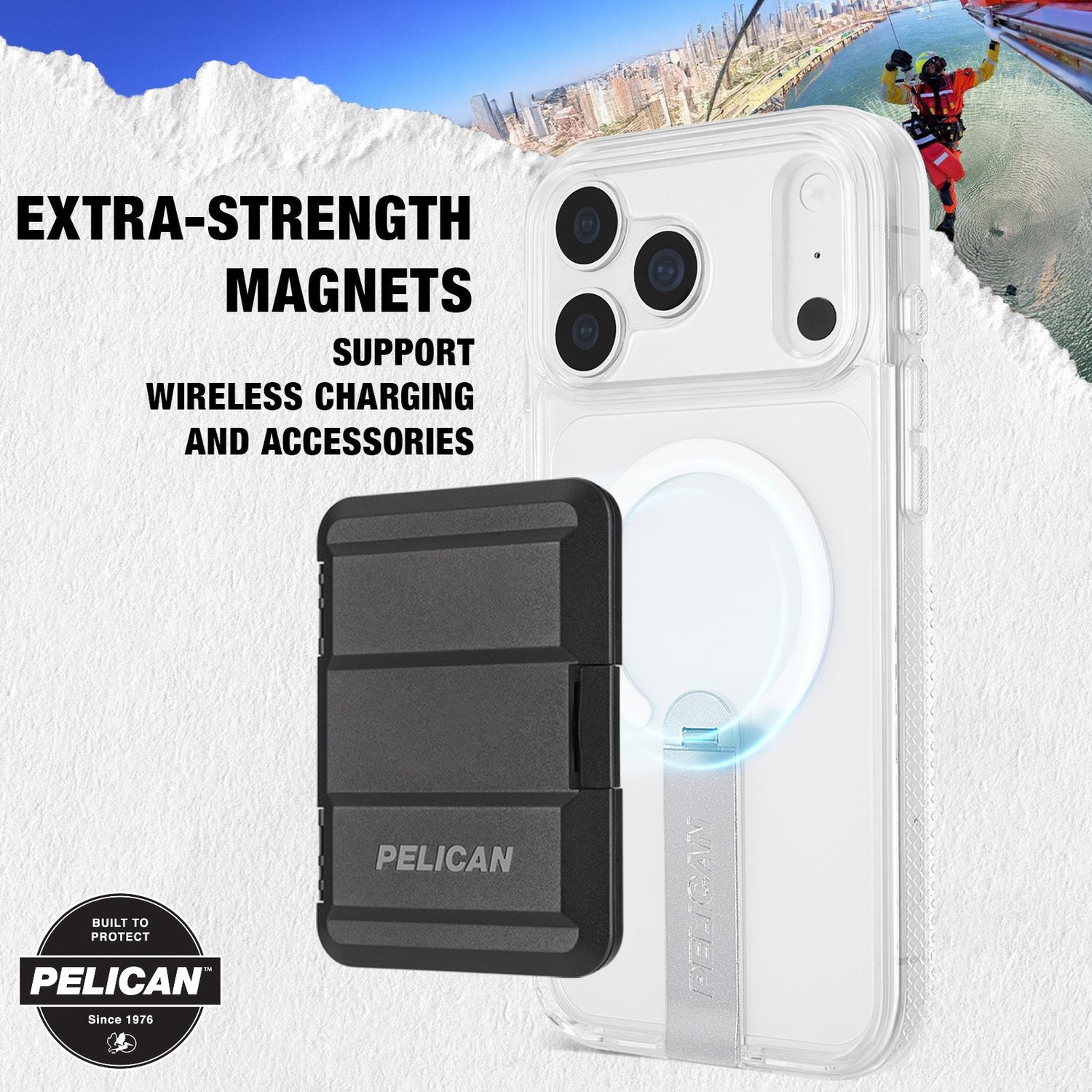 Pelican iPhone 18 / 17 Pro / Pro Max - Protector MagSafe Case with Metal Kickstand - Clear