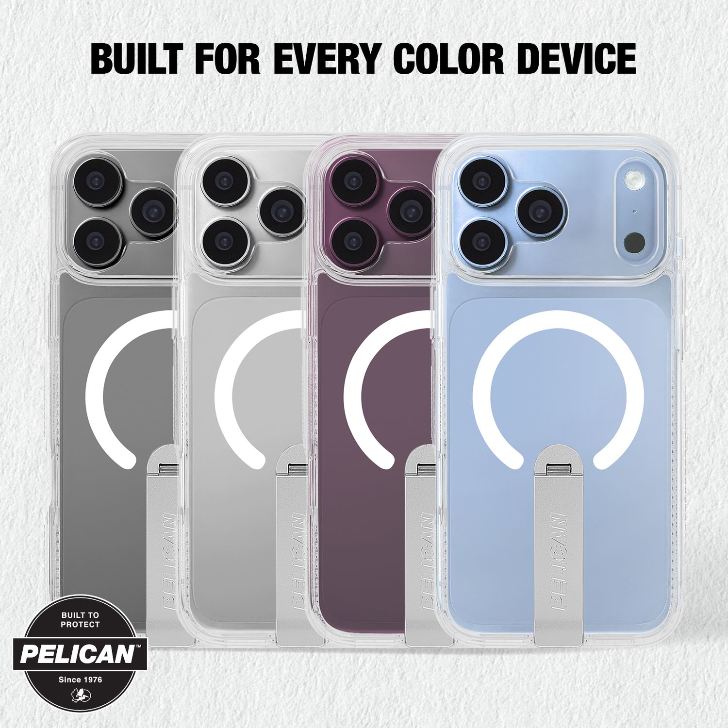Pelican iPhone 18 / 17 Pro / Pro Max - Protector MagSafe Case with Metal Kickstand - Clear