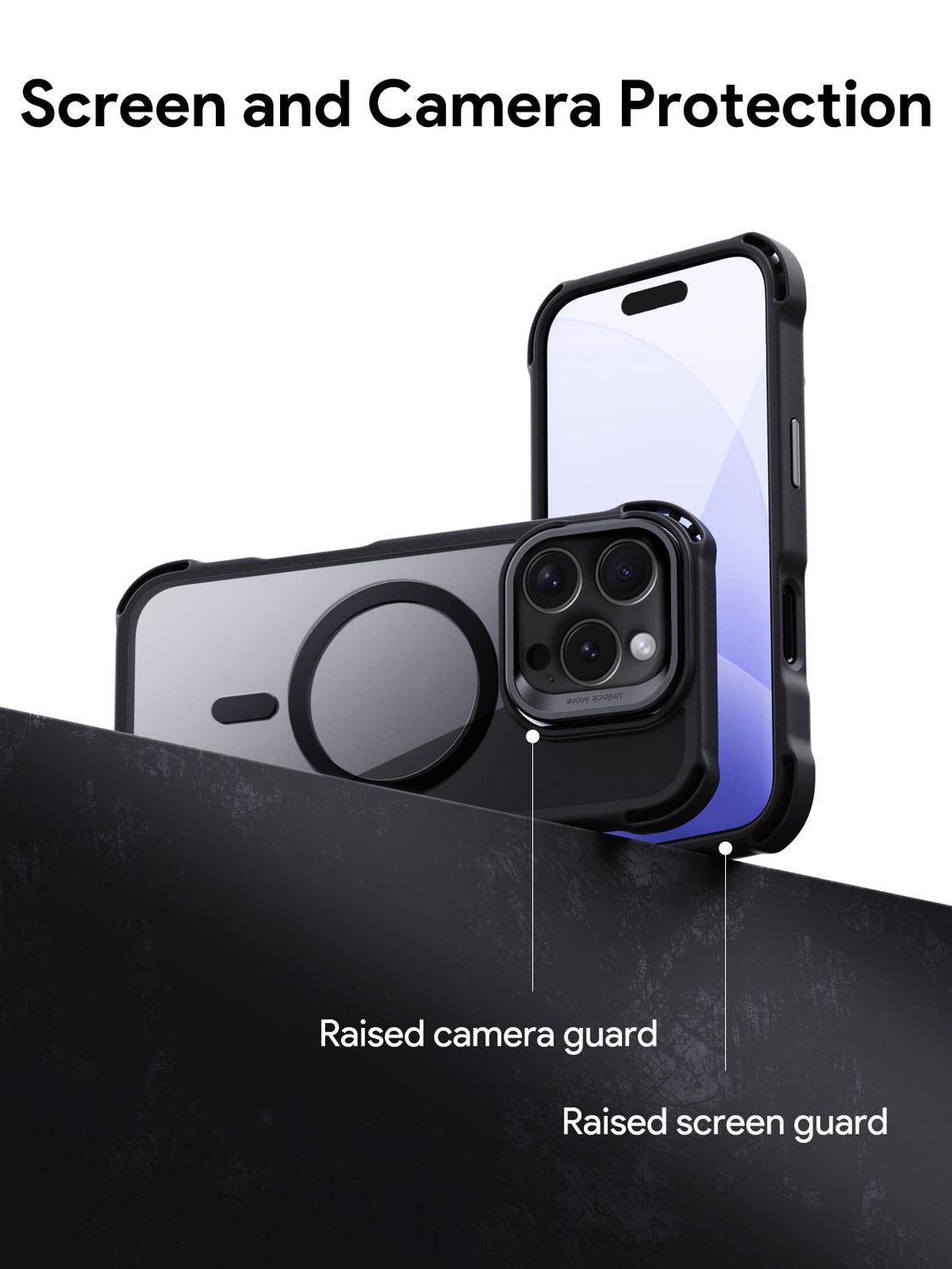 AUKEY PC-TM22 ClearView Elite Magnetic Hardshell Phone Case with Kickstand for iPhone 16 / 16 Plus /