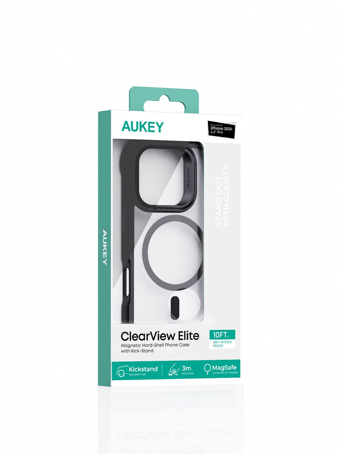 AUKEY PC-TM22 ClearView Elite Magnetic Hardshell Phone Case with Kickstand for iPhone 16 / 16 Plus /