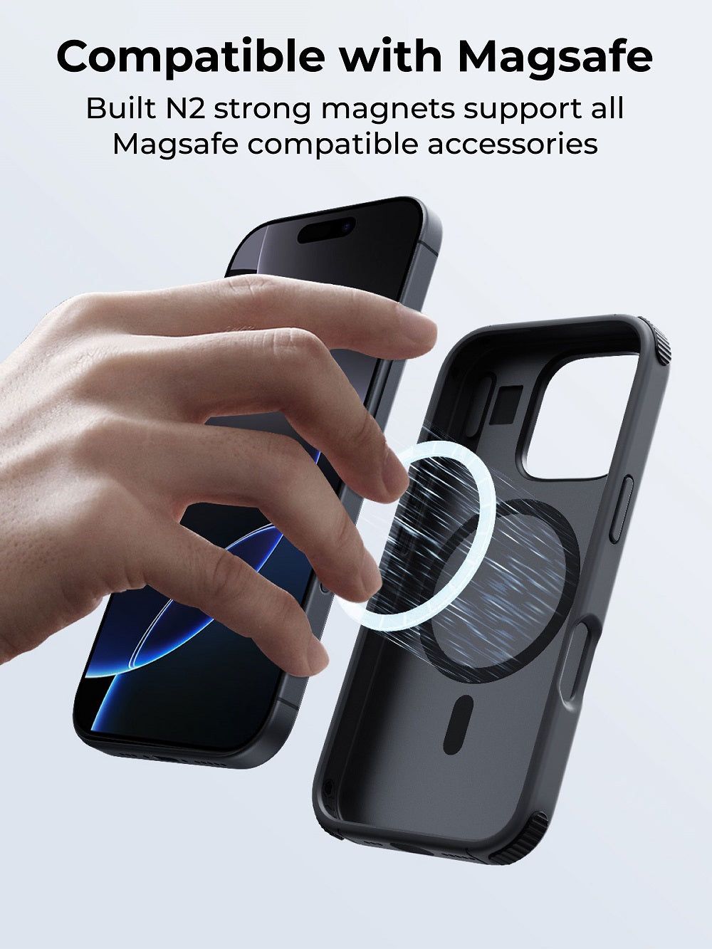 AUKEY PC-UG20 UrbanGuard Elite Magnetic Hard-Shell Case with Kickstand for iPhone 16 / 16 Plus / 16