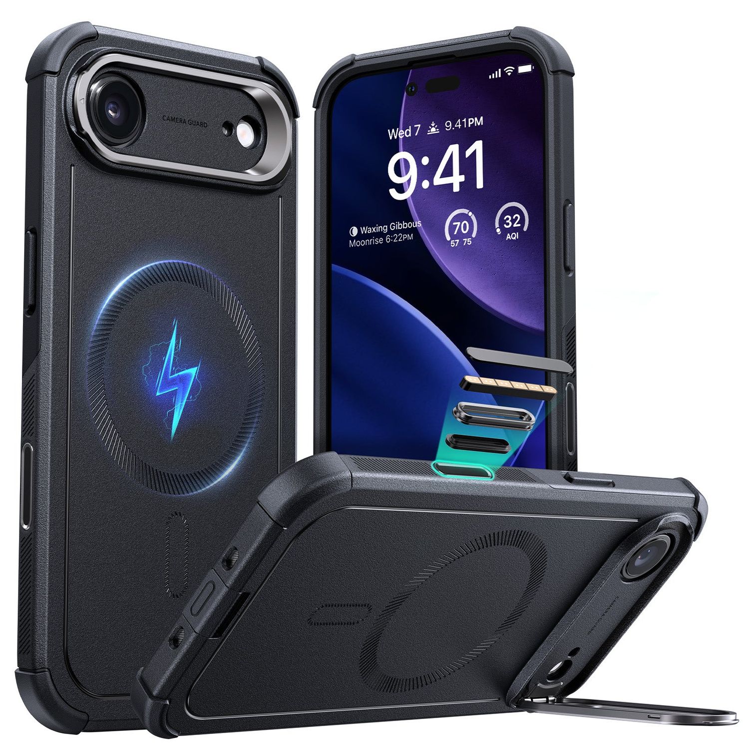 ESR iPhone 17 Series Cyber Tough MagSafe Case with Stash Stand (Camera Control)