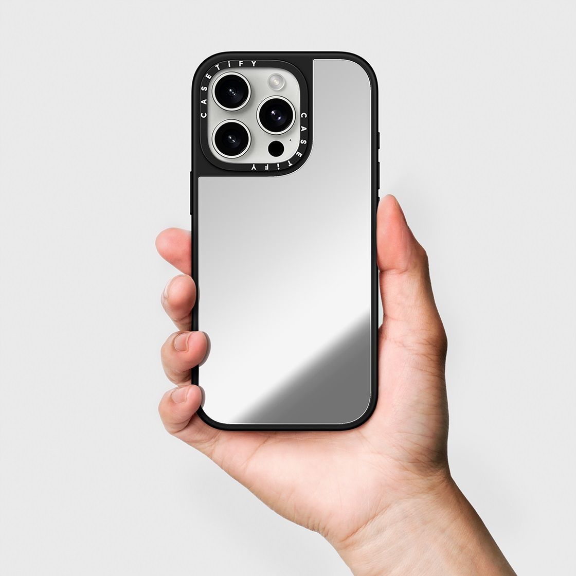 CASETiFY Magsafe Mirror Case for iPhone 16 Pro Max - Blank Silver On Black