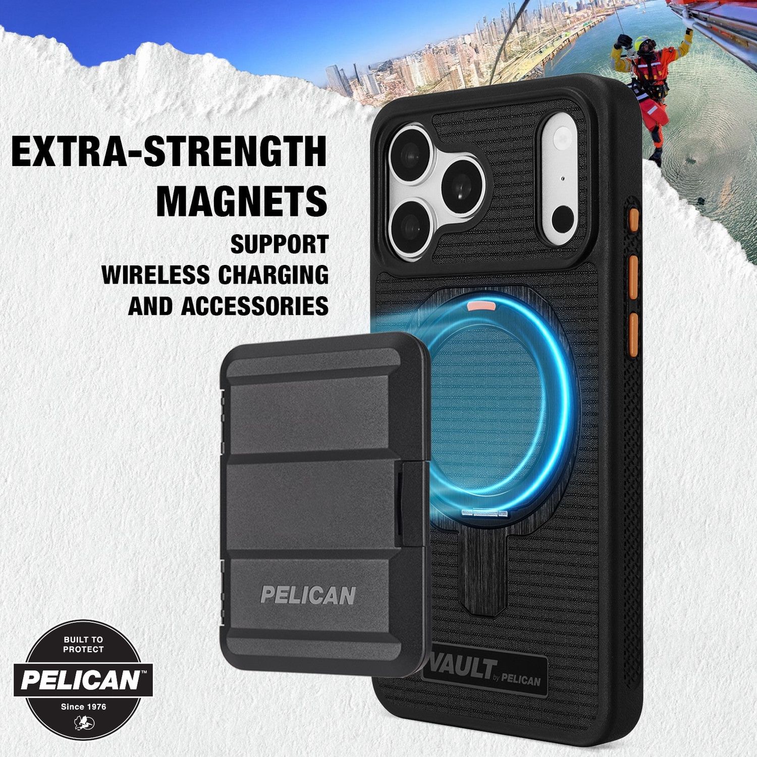 Pelican iPhone 18 /17 Pro / Pro Max Vault MagSafe Case with 360° Metal Kickstand