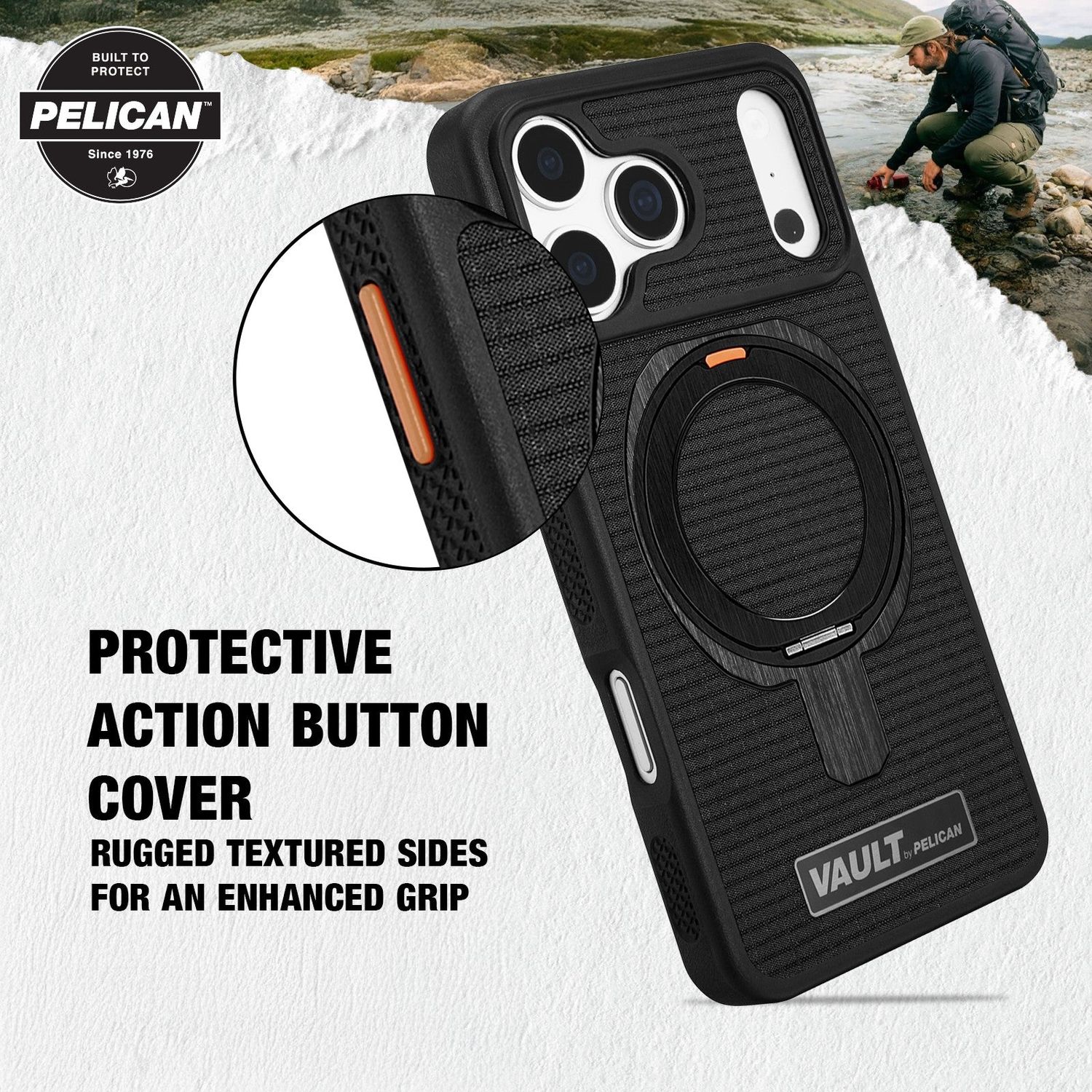 Pelican iPhone 18 /17 Pro / Pro Max Vault MagSafe Case with 360° Metal Kickstand