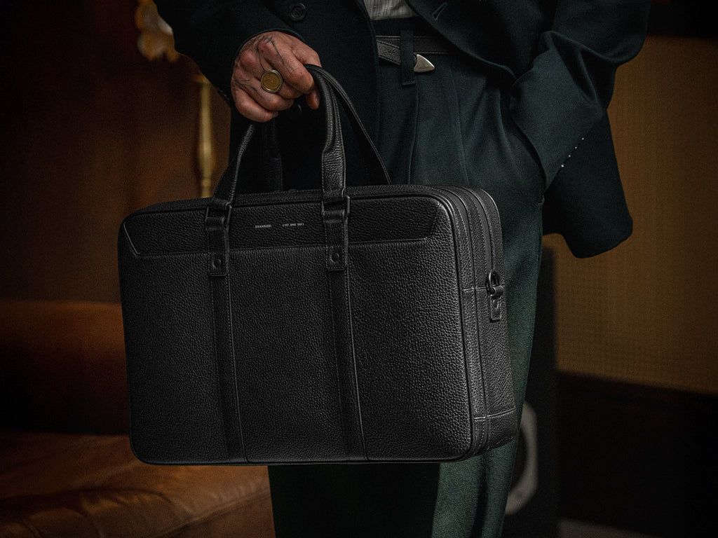 Grams(28) 177 Dual Briefcase - Pebbled Black