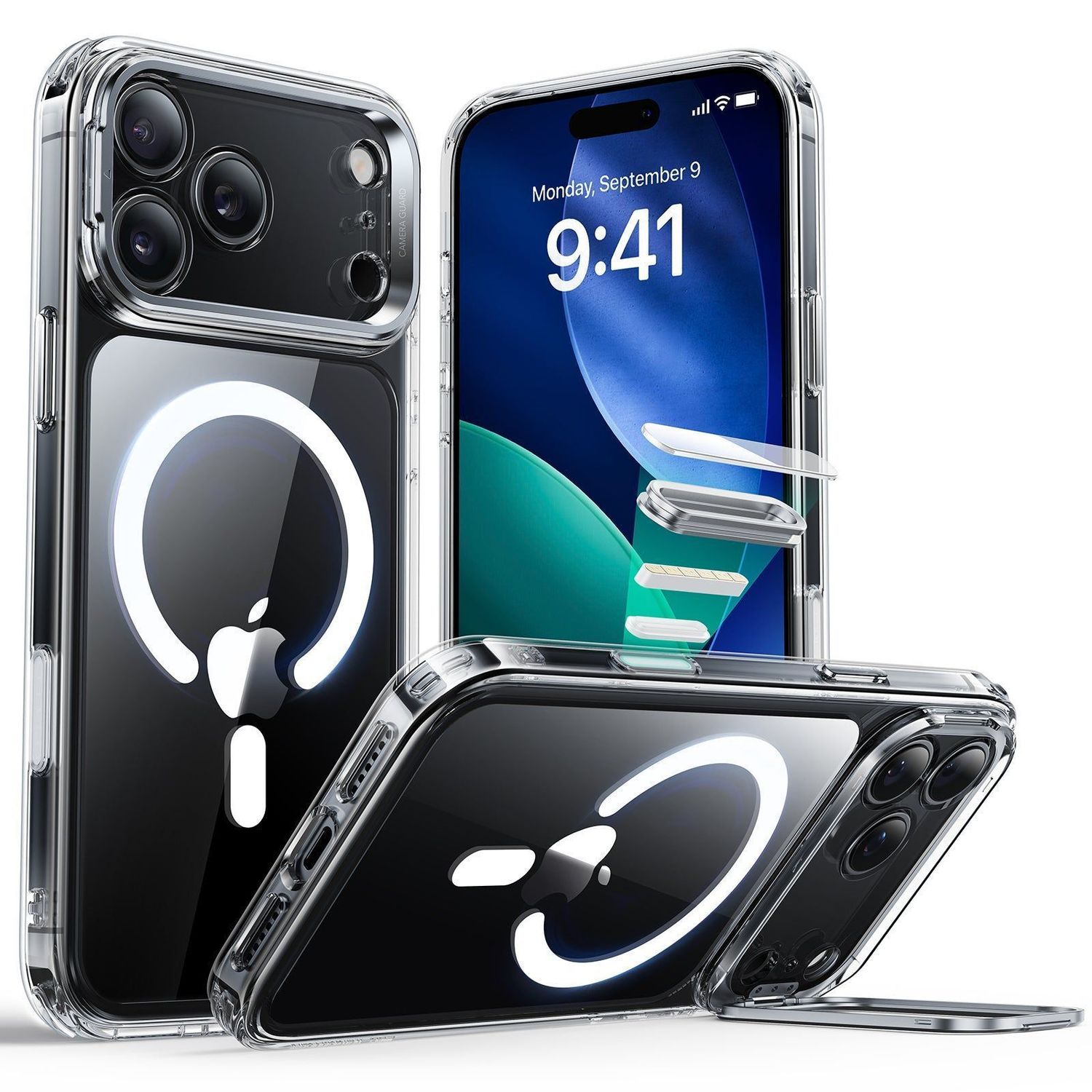 ESR iPhone 17 Series Hybrid Magsafe Case w/ Stash Stand (Camera Control) Clear / iPhone 17