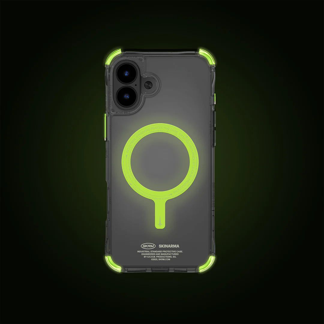 Skinarma iPhone 16 Saido NiteGlow Mag-Charge Back Case - Lime Green