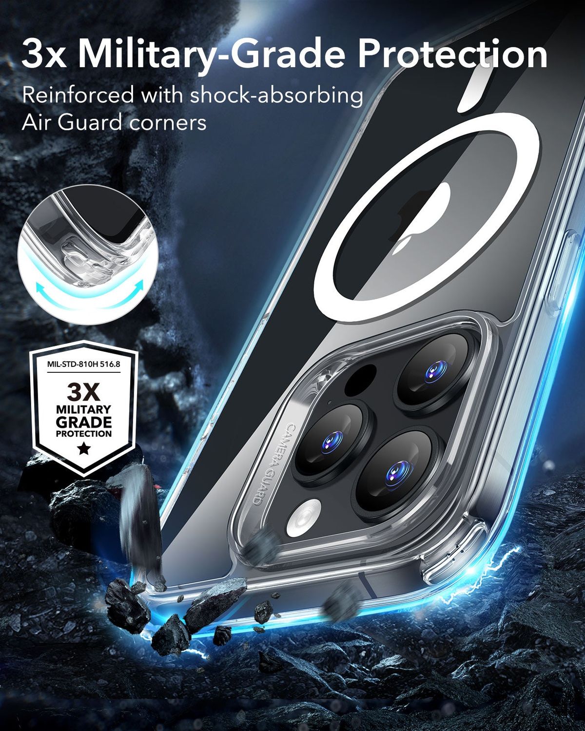 ESR iPhone 16 Pro / 16 Pro Max Classic Hybrid Case(HaloLock) with Screen Protector Set