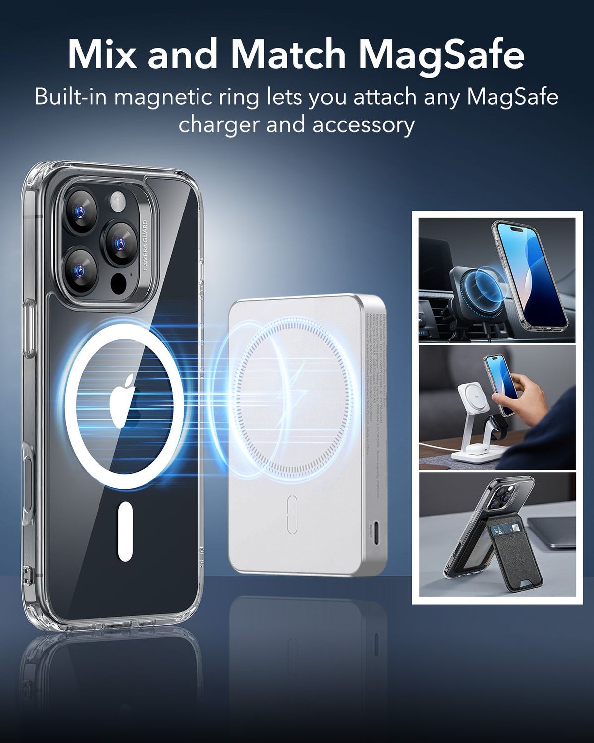 ESR iPhone 16 Pro / 16 Pro Max Classic Hybrid Case(HaloLock) with Screen Protector Set