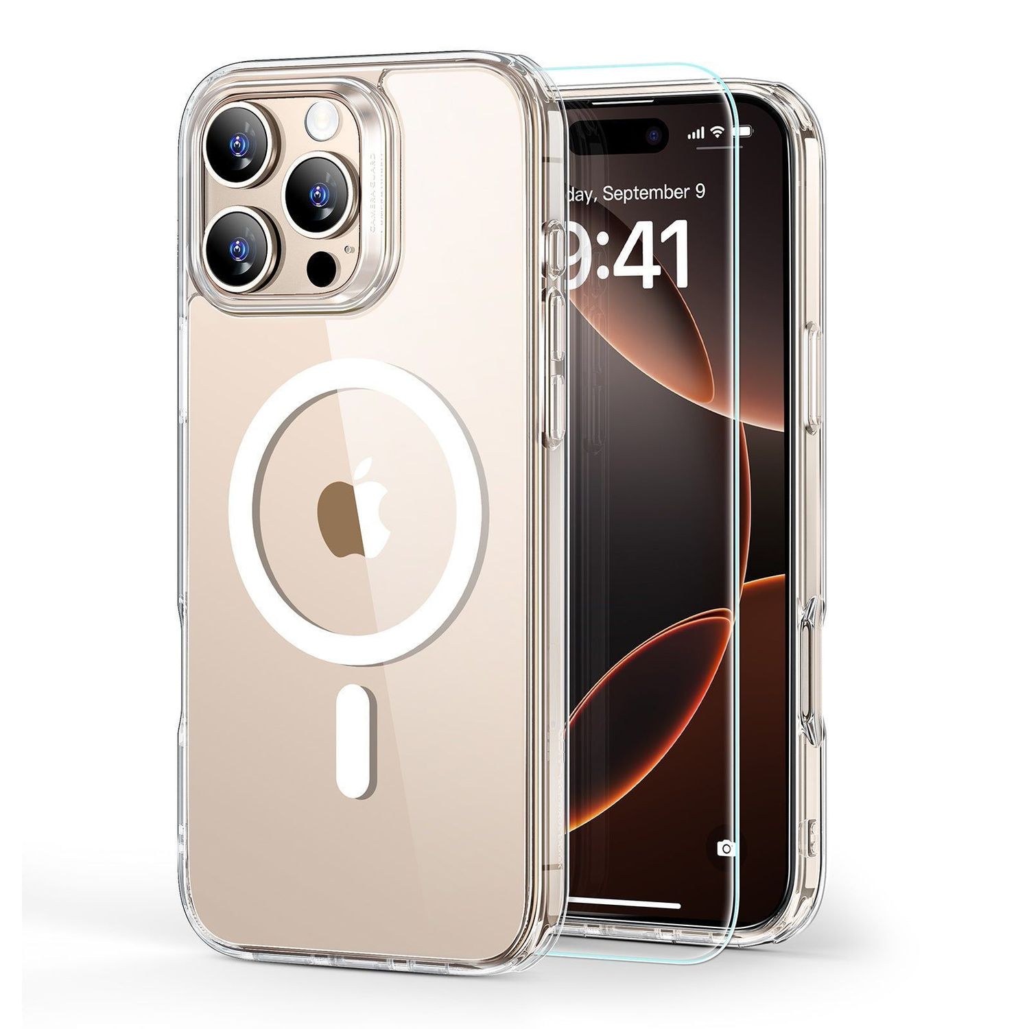 ESR iPhone 16 Pro / 16 Pro Max Classic Hybrid Case(HaloLock) with Screen Protector Set Clear / iPhon