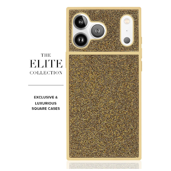 Flaunt iPhone 18 / 17 Pro Max SQUARE MagSafe Case - Gold Crystal Elegance