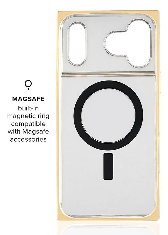 Flaunt iPhone 18 / 17 Pro Max SQUARE MagSafe Case - Gold Crystal Elegance