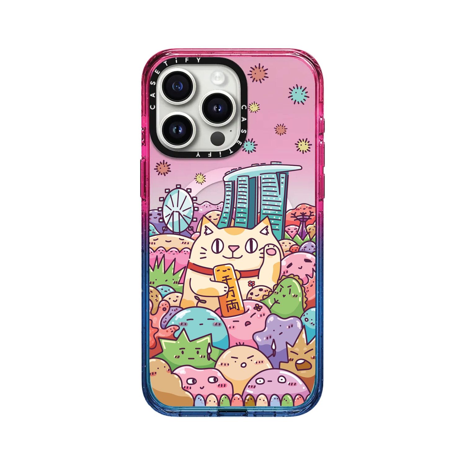 CASETiFY Magsafe Impact Case for iPhone 15 Pro - Huat Cat Skyline Sheer