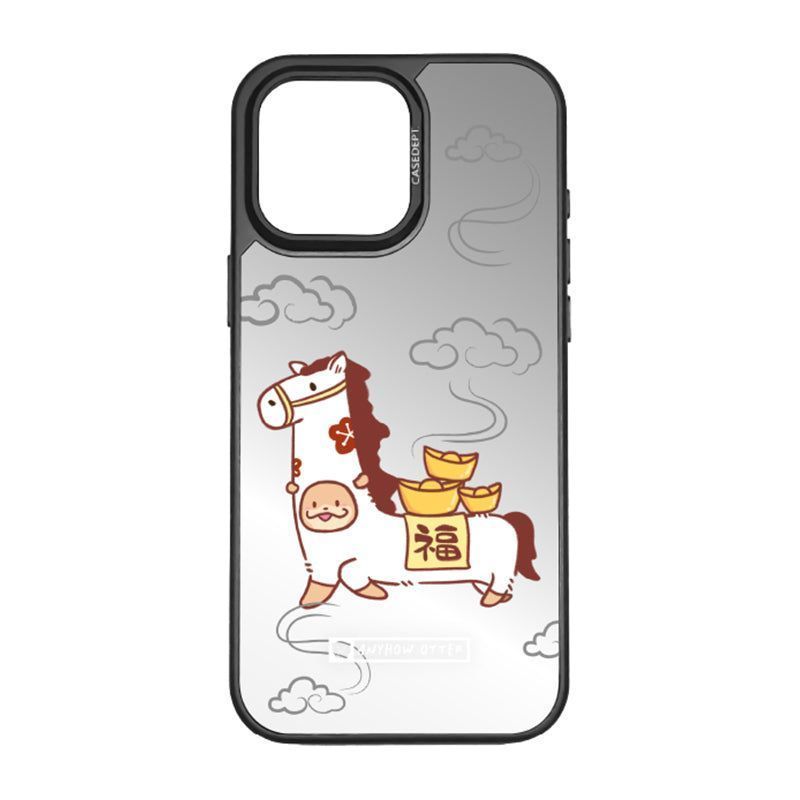CaseDept. iPhone 16 Pro Max Mirror Case - Black Anyhow Otter Lucky Horse iPhone 16 Pro Max