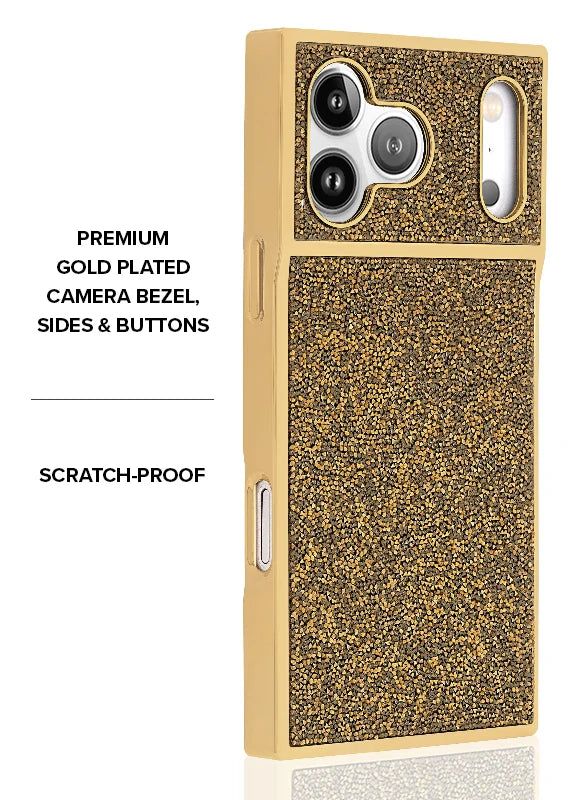 Flaunt iPhone 18 / 17 Pro Max SQUARE MagSafe Case - Gold Crystal Elegance