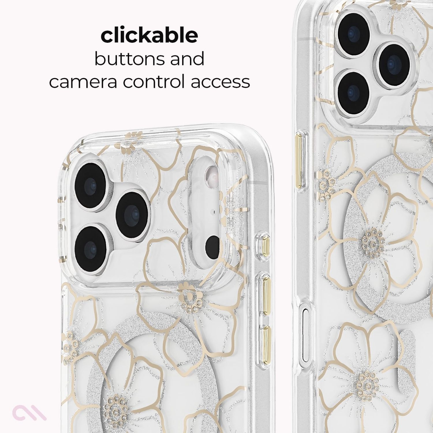 Case-Mate iPhone 18 / 17 Pro / Pro Max Floral Gems MagSafe Case - Gold