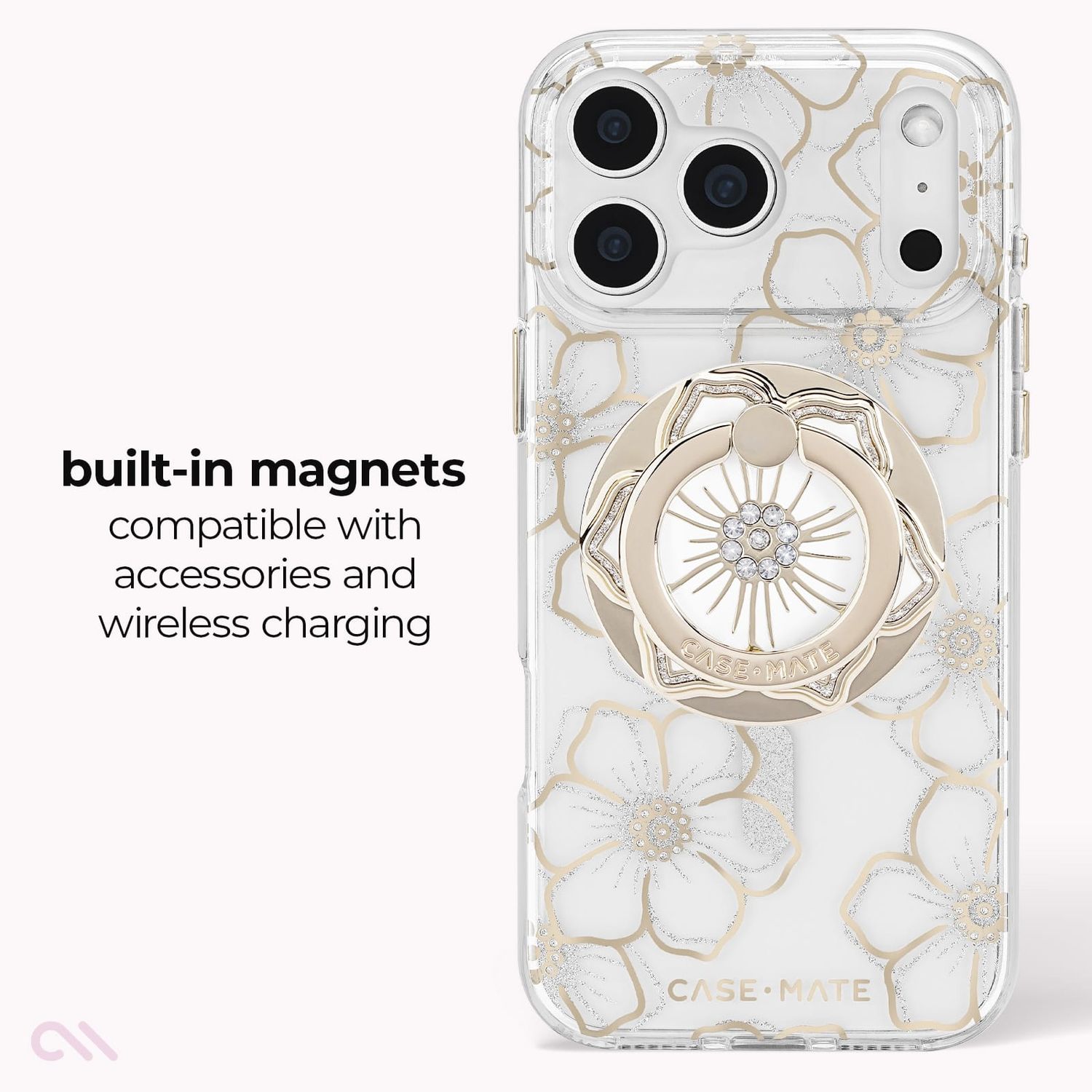 Case-Mate iPhone 18 / 17 Pro / Pro Max Floral Gems MagSafe Case - Gold
