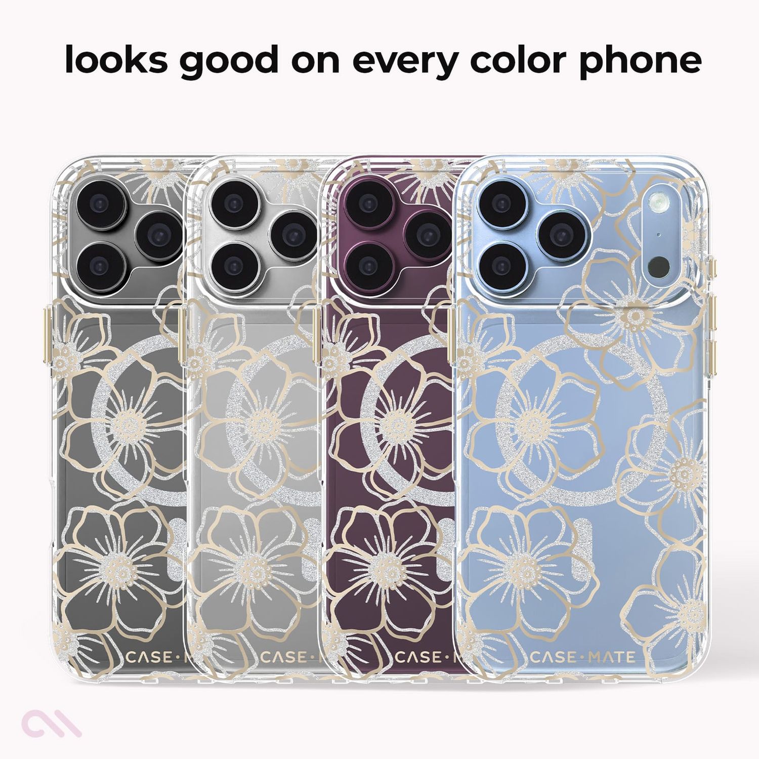 Case-Mate iPhone 18 / 17 Pro / Pro Max Floral Gems MagSafe Case - Gold