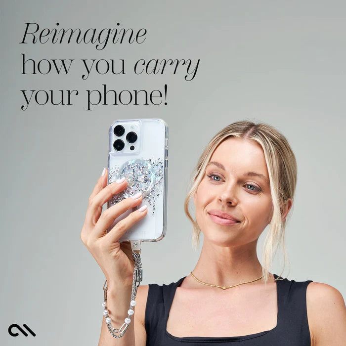 Case-Mate Phone Charm - Linked Chain Silver Pearl