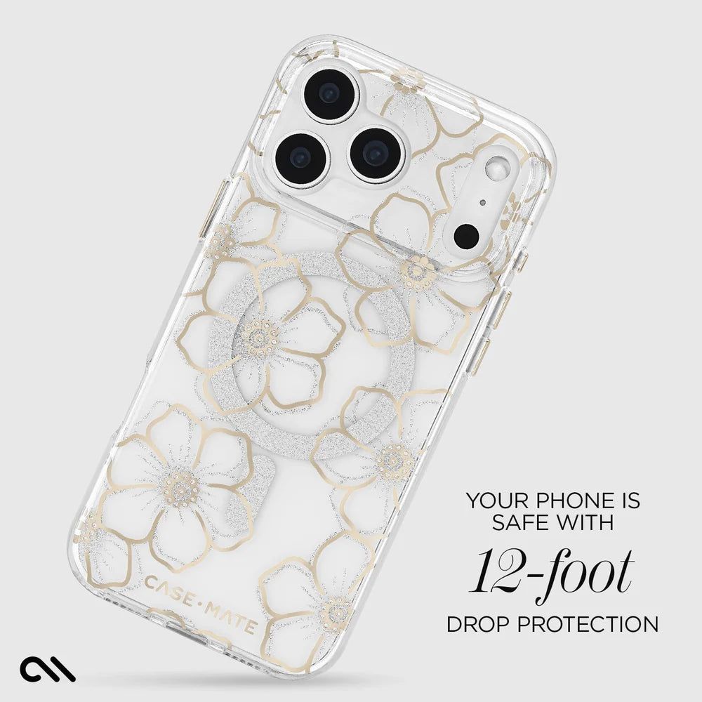 Case-Mate iPhone 17 Series Floral Gems Gold MagSafe Case