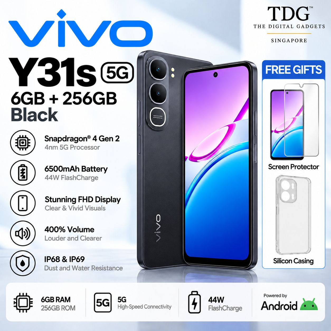 vivo Y31s 5G 6GB+256GB, Colour: Black