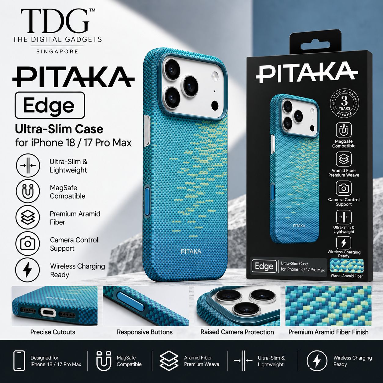 PITAKA Edge Ultra-Slim MagSafe Case for iPhone 18 / 17 Pro Max