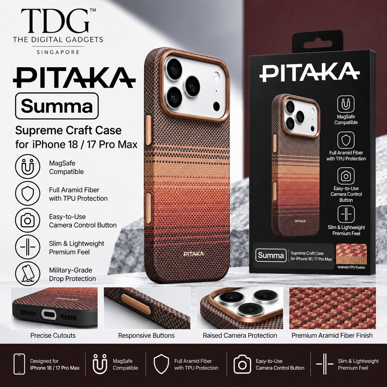 PITAKA Summa iPhone 18 Pro Max - Multicolour Woven