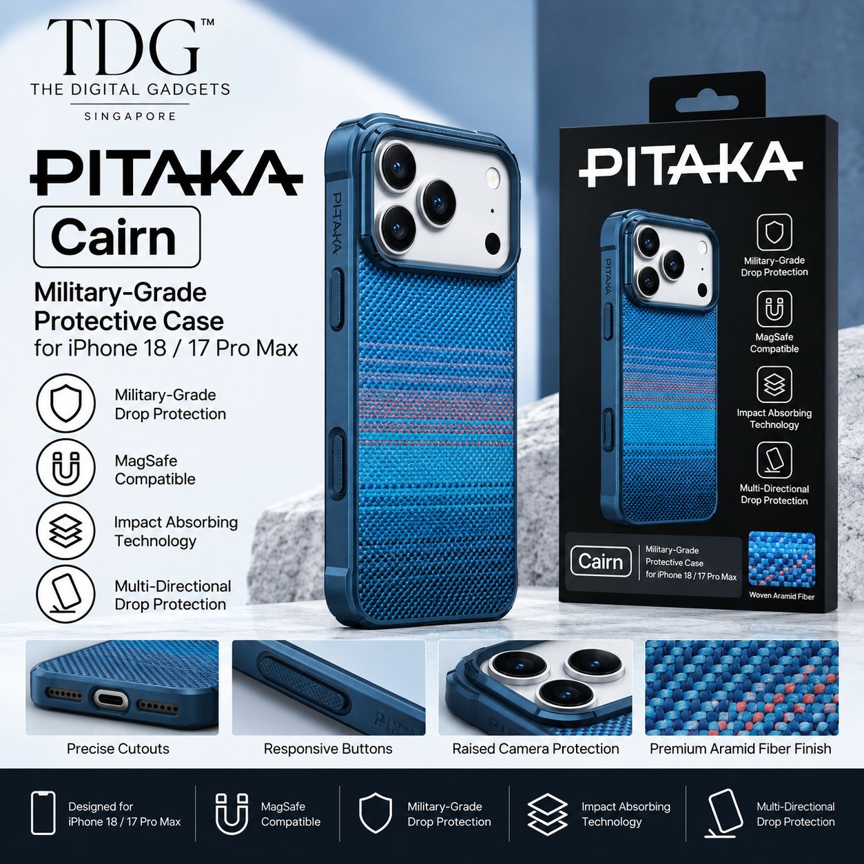 PITAKA Cairn iPhone 18 Pro Max - Blue