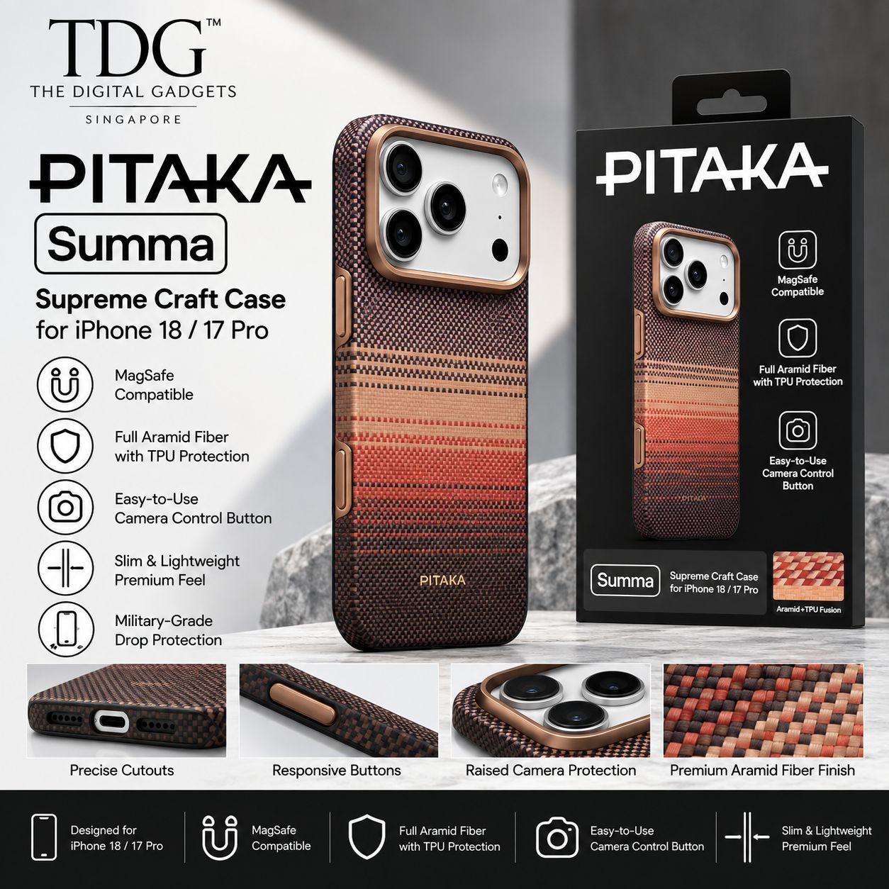 PITAKA Summa Supreme Craft MagSafe Case for iPhone 18 / 17 Pro - PITAKA Phone Case Singapore