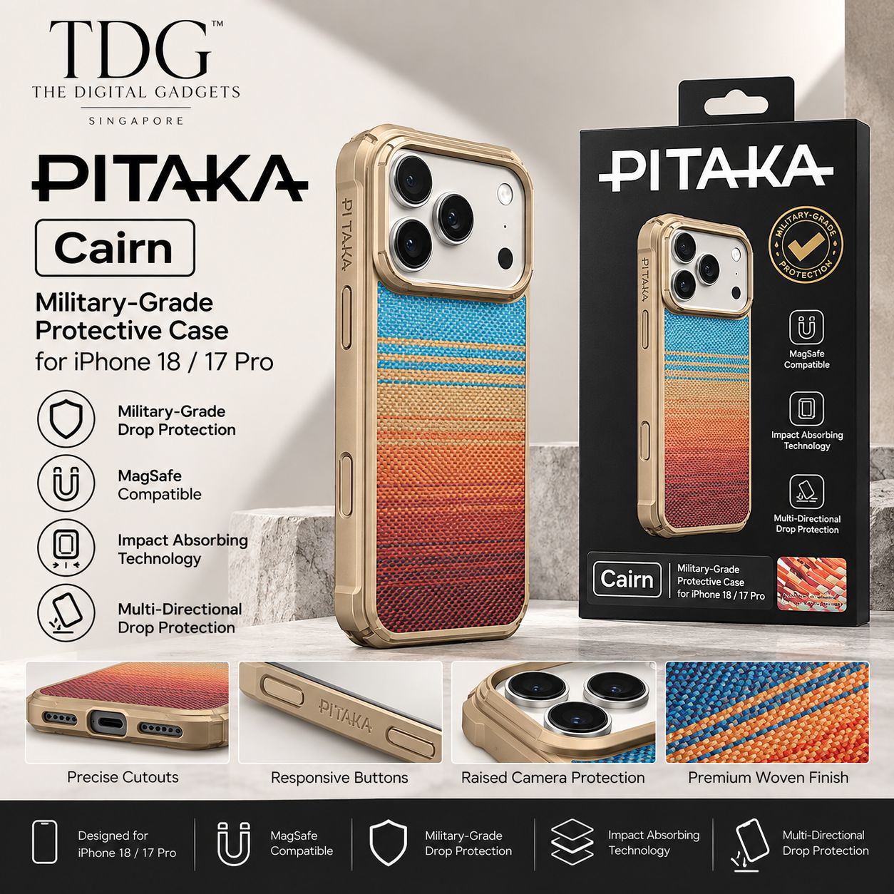 PITAKA Cairn Military-Grade Protective Case for iPhone 18 / 17 Pro - PITAKA Phone Case Singapore