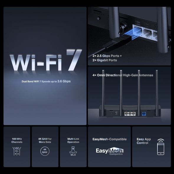 Mercusys MR27BE BE3600 Dual Band Wi-Fi 7 Router - additional view