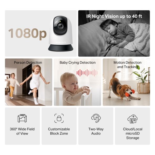 Mercusys MC200 Pan/Tilt Home Security Wi-Fi Camera - alternate view