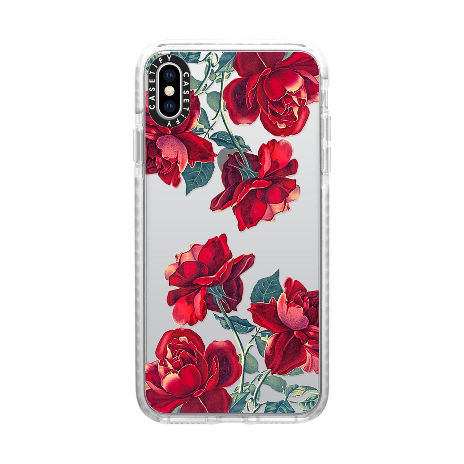 CASETiFY iPhone XS Max Impact Case, Frost Red Roses