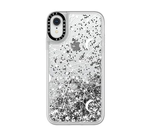 CASETiFY iPhone XR Glitter Case, Monochrome Silver Sun