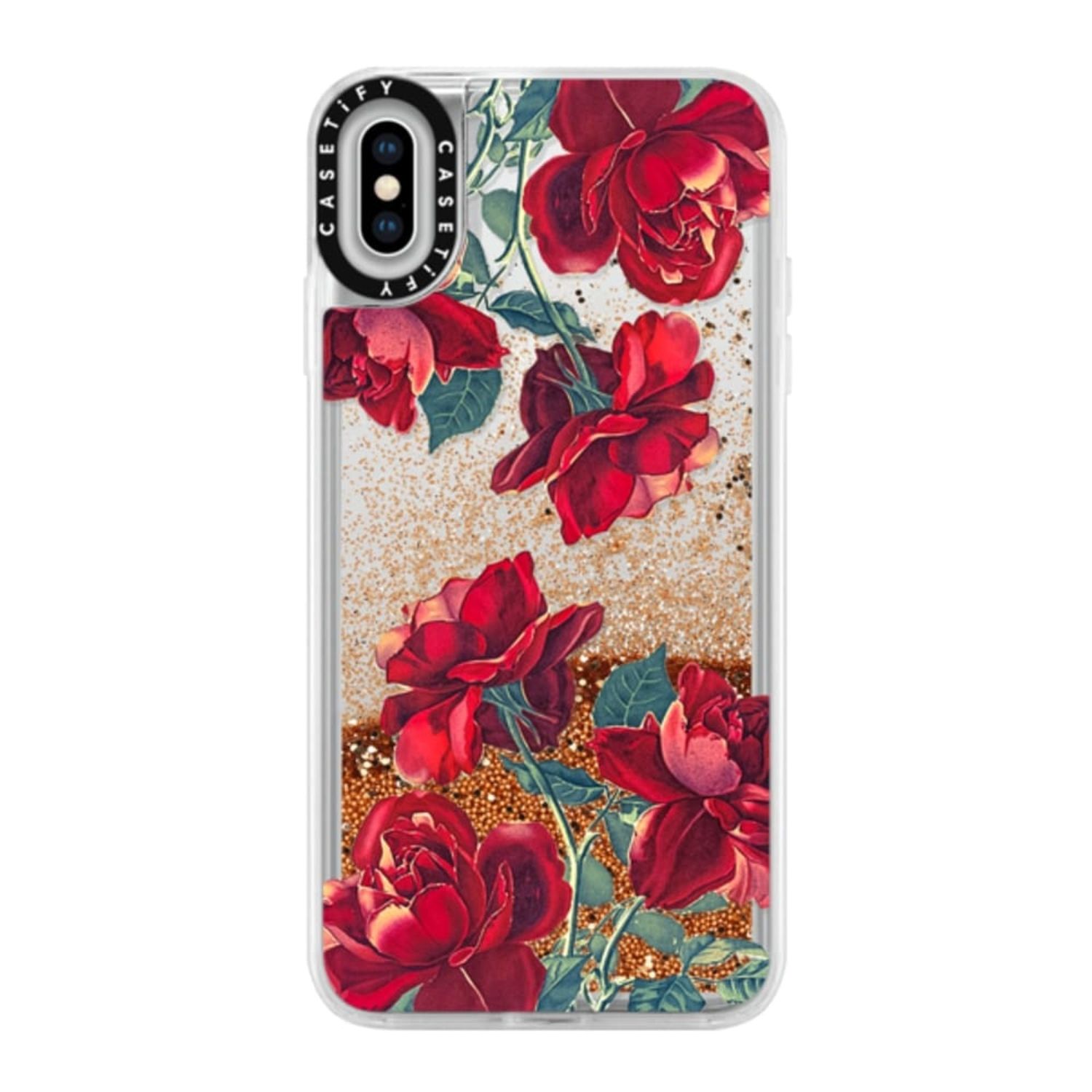 CASETiFY iPhone XS Max Glitter Case, Gold Chrome Red
