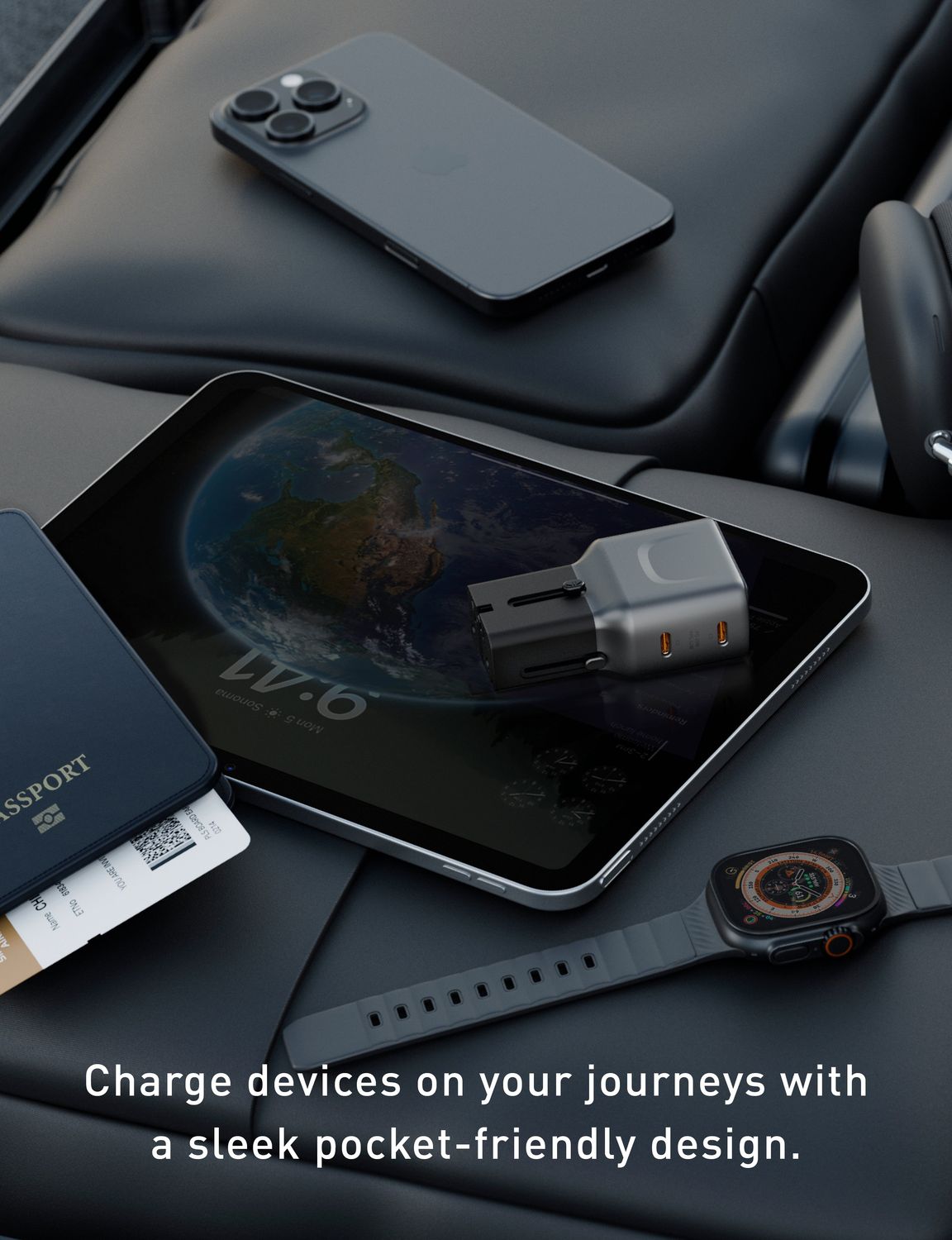 Energea TravelGo 45W Travel Adapter, Gunmetal