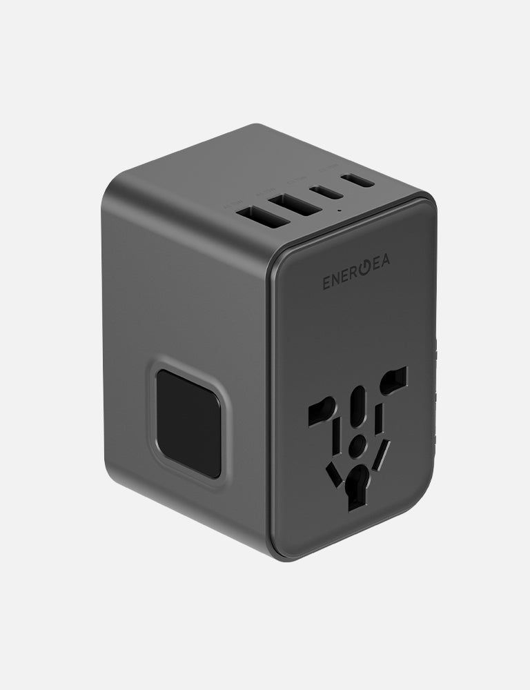 Energea TravelWorld GaN 70W 3C2A Travel Adapter, Gunmetal
