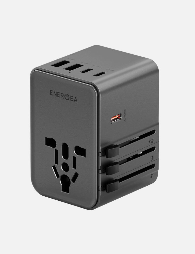 Energea TravelWorld GaN 70W 3C2A Travel Adapter, Gunmetal